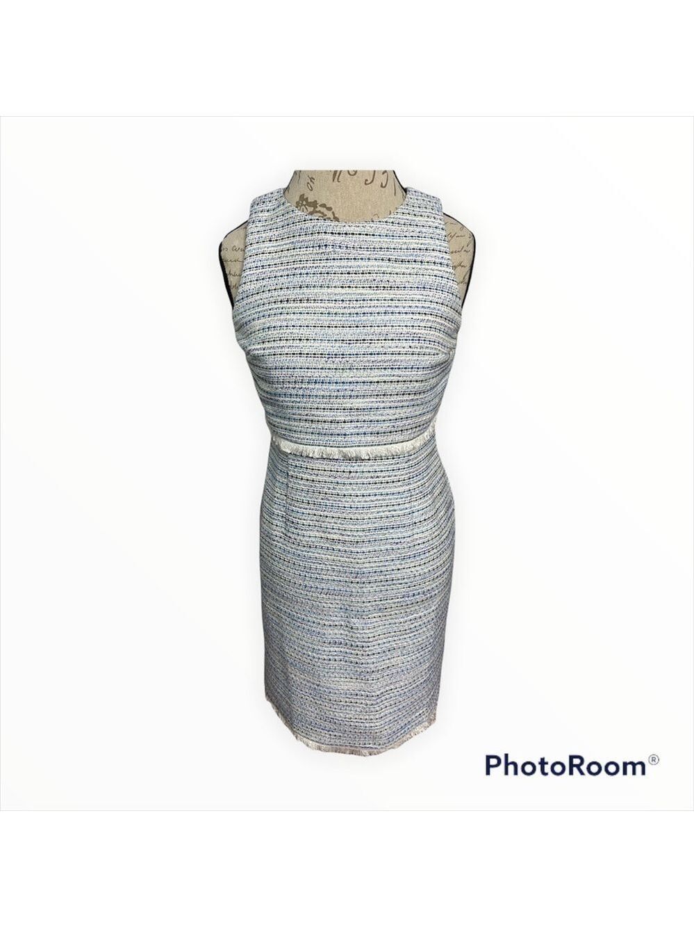 ANN TAYLOR FACTORY - Striped Tweed Sheath Dress with Fringe 6P
